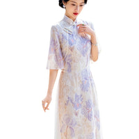 Modern Aodai, aodai qipao, flower pattern, 2 colors