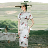 Modern Chinese Qipao, Mulberry Silk cheongsam,  Evening Dress, mandarin collar