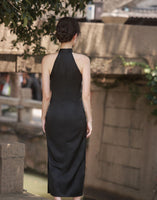 Modern qipao, Cheongsam Dress, Evening Dress, Black jacquard