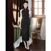 Modern Chinese Qipao, Cheongsam Dress, Evening Dress, Black minimalist dress