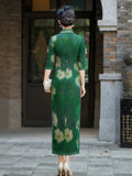 Modern Chinese Qipao, Chinese Cheongsam, 3/4 sleeve, Evening Dress, mandarin collar