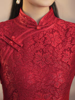 Modern Chinese Qipao, Chinese Cheongsam, tea ceremony lace qipao, Red qipao, wedding qipao