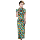 Modern Chinese Qipao, Mulberry Silk cheongsam,  Evening Dress,  floral prints