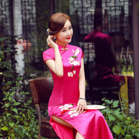 Traditional Chinese Qipao dress, Evening Dress, mandarin collar, 4 color available, embroidered qipao