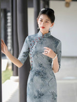 Modern Chinese Qipao, Chinese Cheongsam Dress, Evening Dresses, Ball Gowns, 3/4 sleeve, mandarin collar