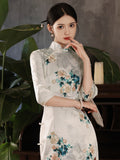 Traditional Chinese dress, Cheongsam Dress, 3/4 sleeve, mandarin collar