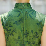 Modern Chinese Qipao dress, sleeveless qipao, Evening Dress, green qipao