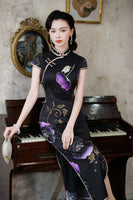 Free alteration, Traditional Chinese Qipao dress, Mulberry Silk cheongsam,  Evening Dress, blue color dress, mandarin collar