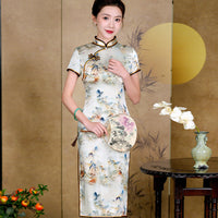 Robe Qipao chinoise moderne, cheongsam en soie de mûrier, robe de soirée