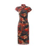 Modern Chinese Qipao, Mulberry Silk cheongsam,  Evening Dress, mandarin collar