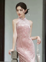 Qipao chinois moderne, robe Cheongsam, robe de soirée, qipao en velours, qipao floral