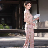 Modern Chinese Qipao, Chinese Cheongsam, Evening Dress, pink Floral dress