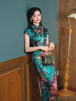 Qipao chinois moderne, cheongsam en soie de mûrier, robe de soirée, qipao de couleur turquoise