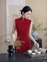 Traditionelles chinesisches Kleid, chinesisches Hochzeitskleid, chinesisches Cheongsam, rotes Qipao, Teezeremonie, Spitzen-Qipao, Mandarinkragen