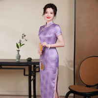 Kostenlose Änderung, traditionelles chinesisches Qipao-Kleid, Cheongsam aus Maulbeerseide, Abendkleid, Mandarinkragen