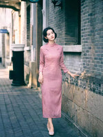 Modern Chinese Qipao, Evening Dresses, autumn qipao, 3/4 sleeve