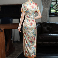 Traditional Chinese dress, Chinese Cheongsam, floral qipao, Ball Gowns, Long Evening Dress, mandarin collar