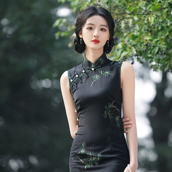 Modern Chinese Qipao dress,  sleeveless qipao, Evening Dress, mandarin collar