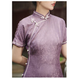 Modern Chinese qipao, mulberry silk Cheongsam, purple qipao, Silk qipao, spring dress