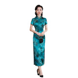 Modern Chinese Qipao, Mulberry Silk cheongsam,  Evening Dress,  turquoise blue color