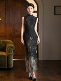 Modern Chinese qipao, Chinese Cheongsam, Ball Gowns, Long Evening Dress, mandarin collar, swallow print