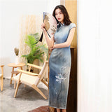 Modern Chinese Qipao dress, Mulberry Silk cheongsam,  Evening Dress, mandarin collar