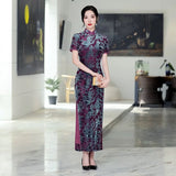 Elegant traditional Chinese dress, Chinese Cheongsam , Long Evening Dress, Ball Gowns, velvet qipao, mandarin collar