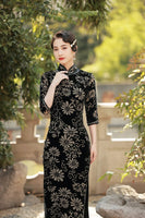 Elegantes traditionelles chinesisches Kleid, chinesisches Cheongsam-Kleid, Ballkleider, 3/4-Ärmel, Stehkragen