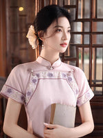 Modern Chinese Qipao, Chinese Qipao, light pink qipao, summer Dress, floral pattern
