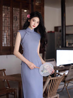 Modern Chinese Qipao, purple Qipao, summer qipao, Evening Dress, casual qipao
