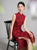 Modern Chinese Qipao, Chinese Cheongsam, tea ceremony  qipao, Red qipao