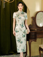 Modern Chinese Qipao, Silk Qipao, Evening Dress, ball gown, floral color