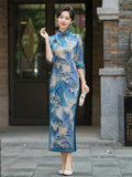 Modern Chinese Qipao dress,  light blue floral dress, Evening Dress