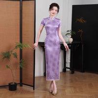 Kostenlose Änderung, traditionelles chinesisches Qipao-Kleid, Cheongsam aus Maulbeerseide, Abendkleid, Mandarinkragen