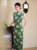 Chinese Cheongsam, velvet qipao, Sleeveless summer qipao