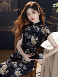 Modern Chinese qipao, Chinese Cheongsam Dress, Evening Dress, Ball Gowns, black velvet qipao