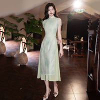 Modern Aodai, aodai qipao, flower pattern, 2 colors