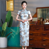 Qipao moderne, robe chinoise Qipao, cheongsam en soie de mûrier, robe de soirée, clolor bleu clair