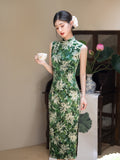 Chinese Cheongsam, velvet qipao, Sleeveless summer qipao