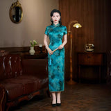 Modern Chinese Qipao, Mulberry Silk cheongsam,  Evening Dress,  turquoise blue color
