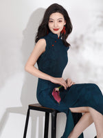 Modern Chinese qipao, Chinese Cheongsam, Evening Dress, rose jacquard