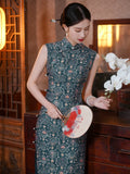 Modern Chinese qipao, green color, Chinese Cheongsam, Evening Dress, Ball Gowns, mandarin collar