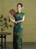 Traditional Chinese dress, Chinese Cheongsam, green floral qipao, Ball Gowns