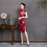 Modern Chinese Qipao, Mulberry Silk cheongsam,  Evening Dress, rose prints