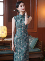 Modern Chinese qipao, green color, Chinese Cheongsam, Evening Dress, Ball Gowns, mandarin collar