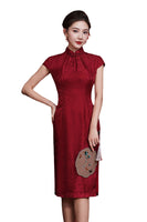 Qipao chinois moderne, cheongsam en soie de mûrier, robe de soirée, qipao rouge