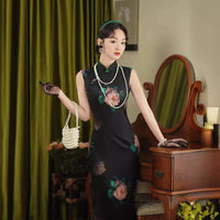 Free alteration, Traditional Chinese Qipao dress,  sleeveless qipao, Evening Dress, mandarin collar