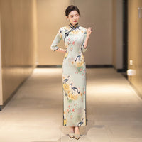 Chinese Cheongsam, Evening Dress, Ball Gown, 3/4 sleeve dress, Mandarin collar