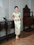 Modern Chinese Qipao, Mulberry Silk cheongsam, Evening Dress, spring floral qipao