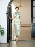 Modern Chinese Qipao, Mulberry Silk cheongsam, Evening Dress, spring floral qipao